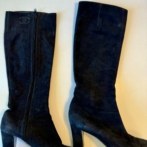 Chanel suede knee high boot black, EU size 37.5